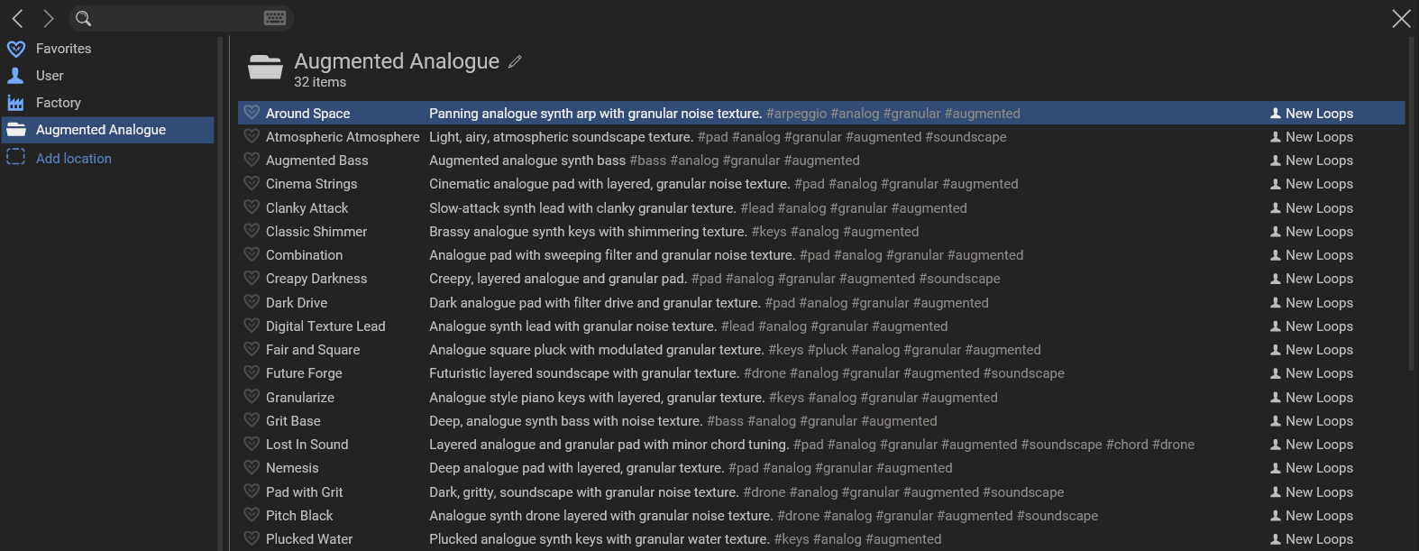 New Loops - Augmented Analogue - Phase Plant Presets (Kilohearts Phase Plant Expansion) Preset Browser