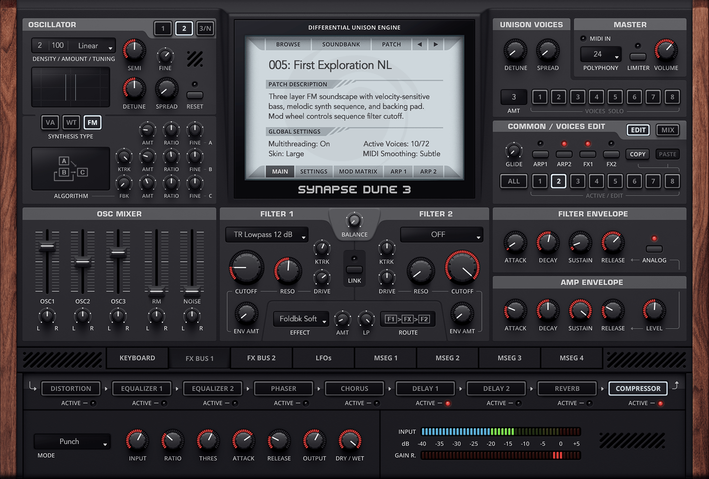 Frequency Modulation - Premium FM Dune 3 Presets showing Dune 3 GUI
