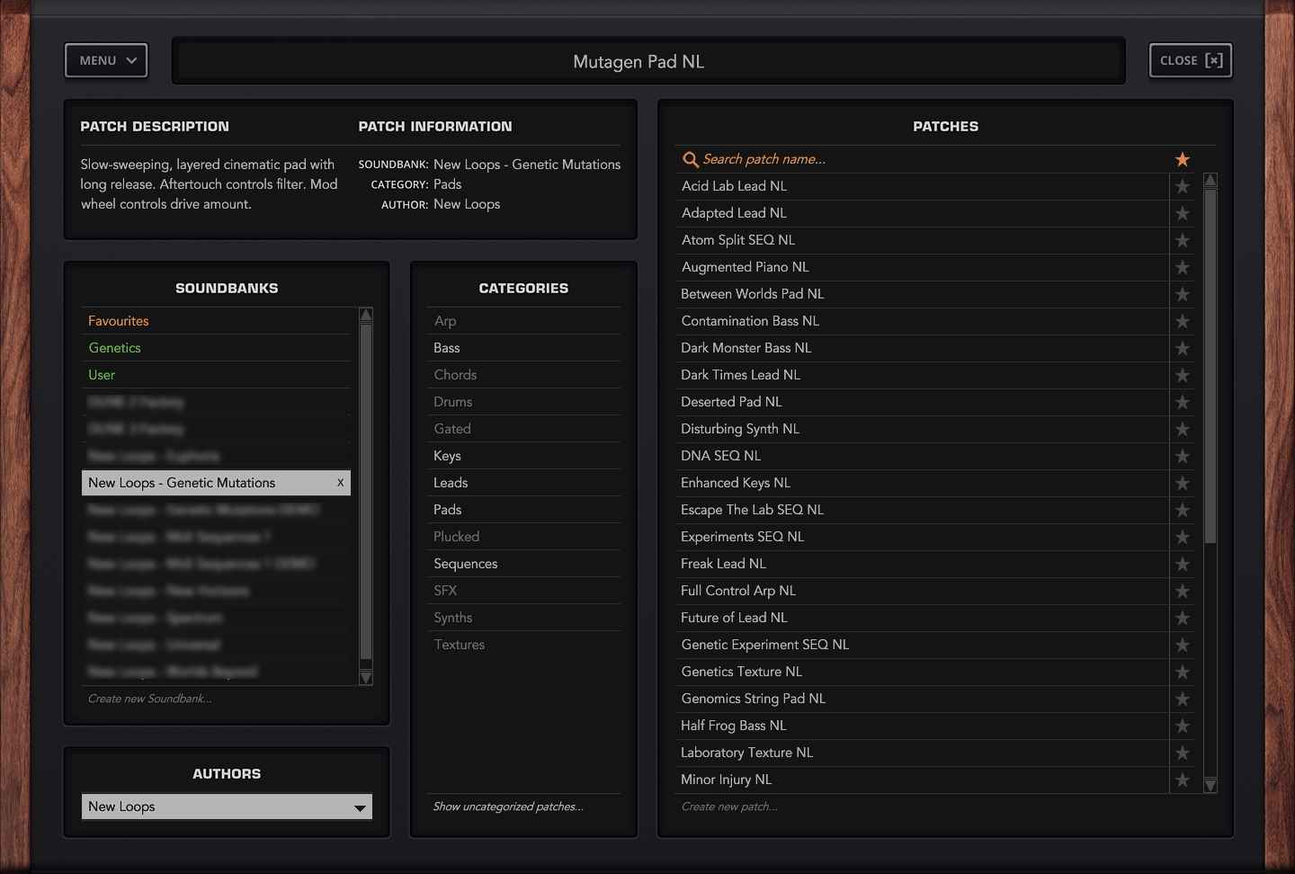 Genetic Mutations - Dune 3 Presets showing Dune's browser with preset list