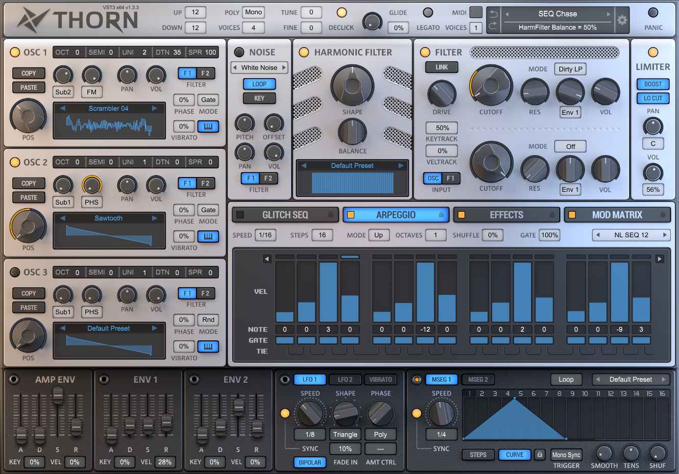 New Loops - Thorn Sequences 1 64 cinematic DS Audio Thorn presets interface showing sequences and arpeggios