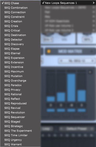 New Loops - DS Audio Thorn interface displaying Thorn Sequences 1 electronic sequences and arp controls