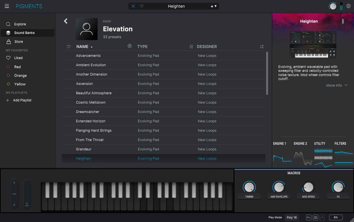 New Loops - Pigments Presets Bundle 2 - Arturia Pigments Sound Banks Showing Pigments Browser with Presets Loaded
