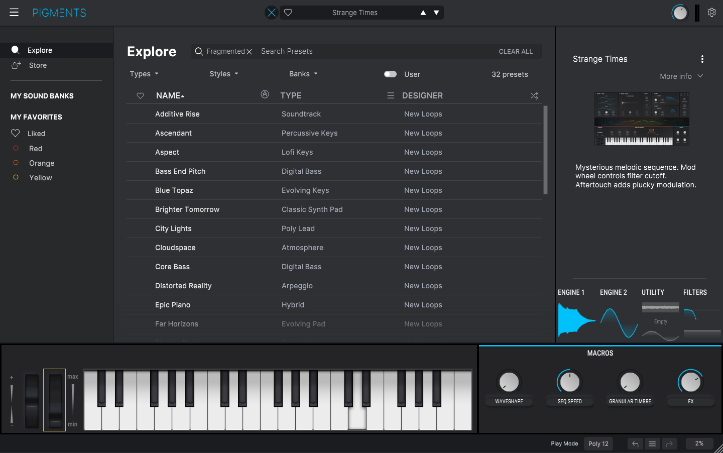 Arturia Pigments Preset Browser - Fragmented Dark Electronic Collection for Cinematic Audio