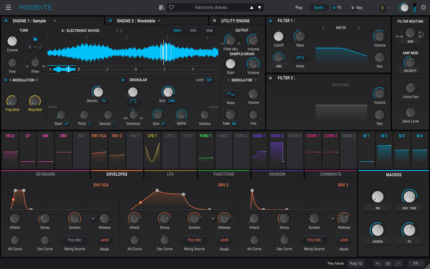 Low Drones Interface - Arturia Pigments Deep Bass and Atmospheric Presets