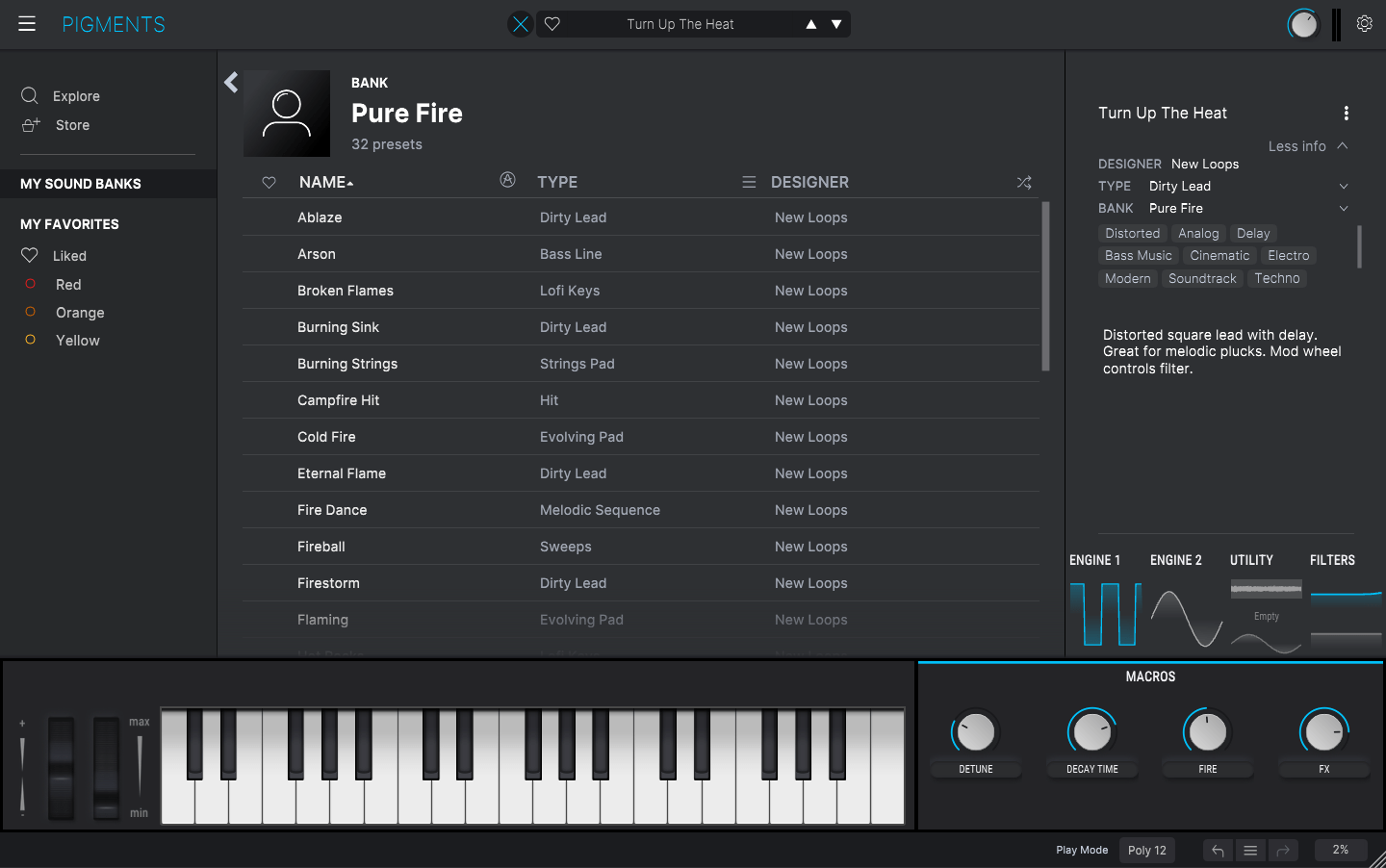 Arturia Pigments Preset Browser - Pure Fire Distorted Sounds Collection for Cyberpunk and Bass Music