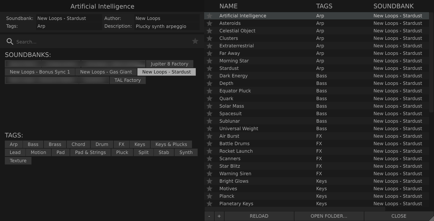 Stardust - TAL J - 8 Presets - New Loops