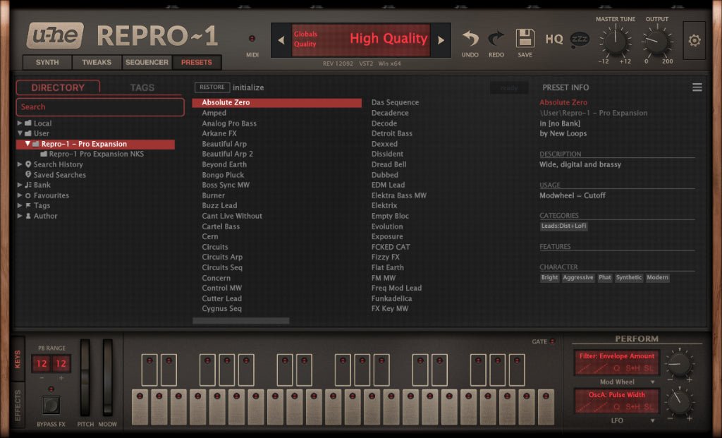 Repro Phase One Repro-1 Pro Expansion - 128 Presets for U-he Repro-1 – New Loops